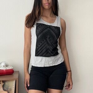 Express One Eleven Tank Top Gray Black‎ Geometric Sleeveless Casual Medium